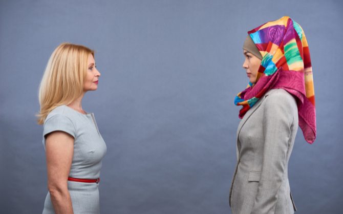 two women from different cultures