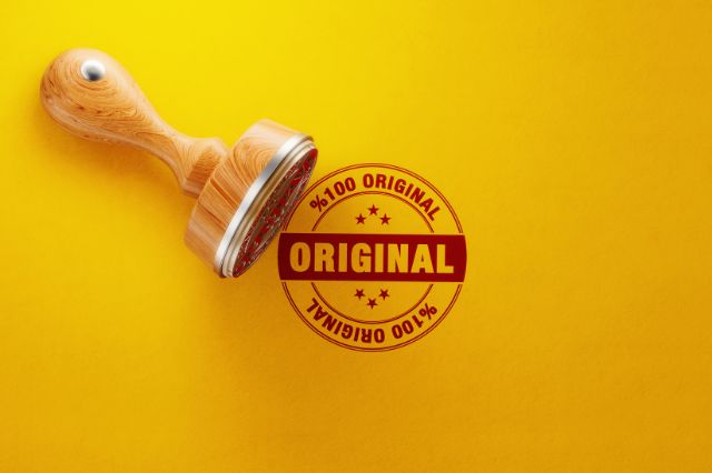 original stamp on yellow background