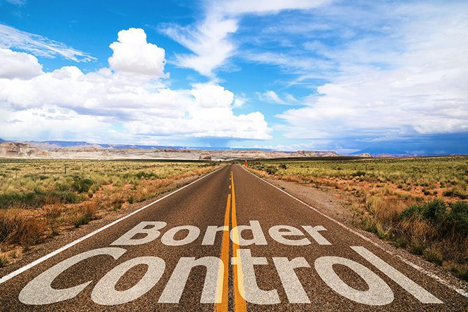 Road to border control for import or export