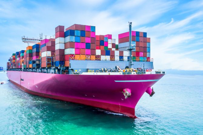 Container ship representing modern container shipping services at sea