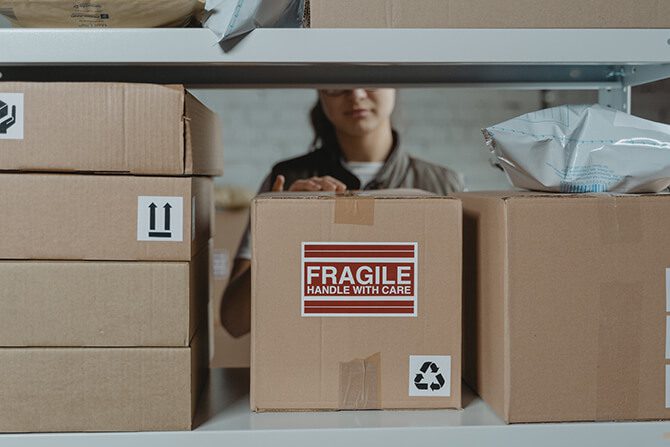 Fragile items in a box